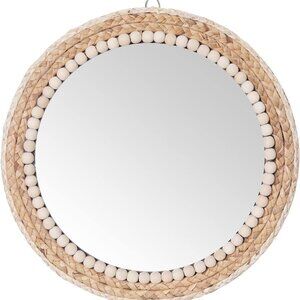 15 Inch Boho Round Hanging Wall Mirror Decorative Rattan Circle Mirrors for Farm